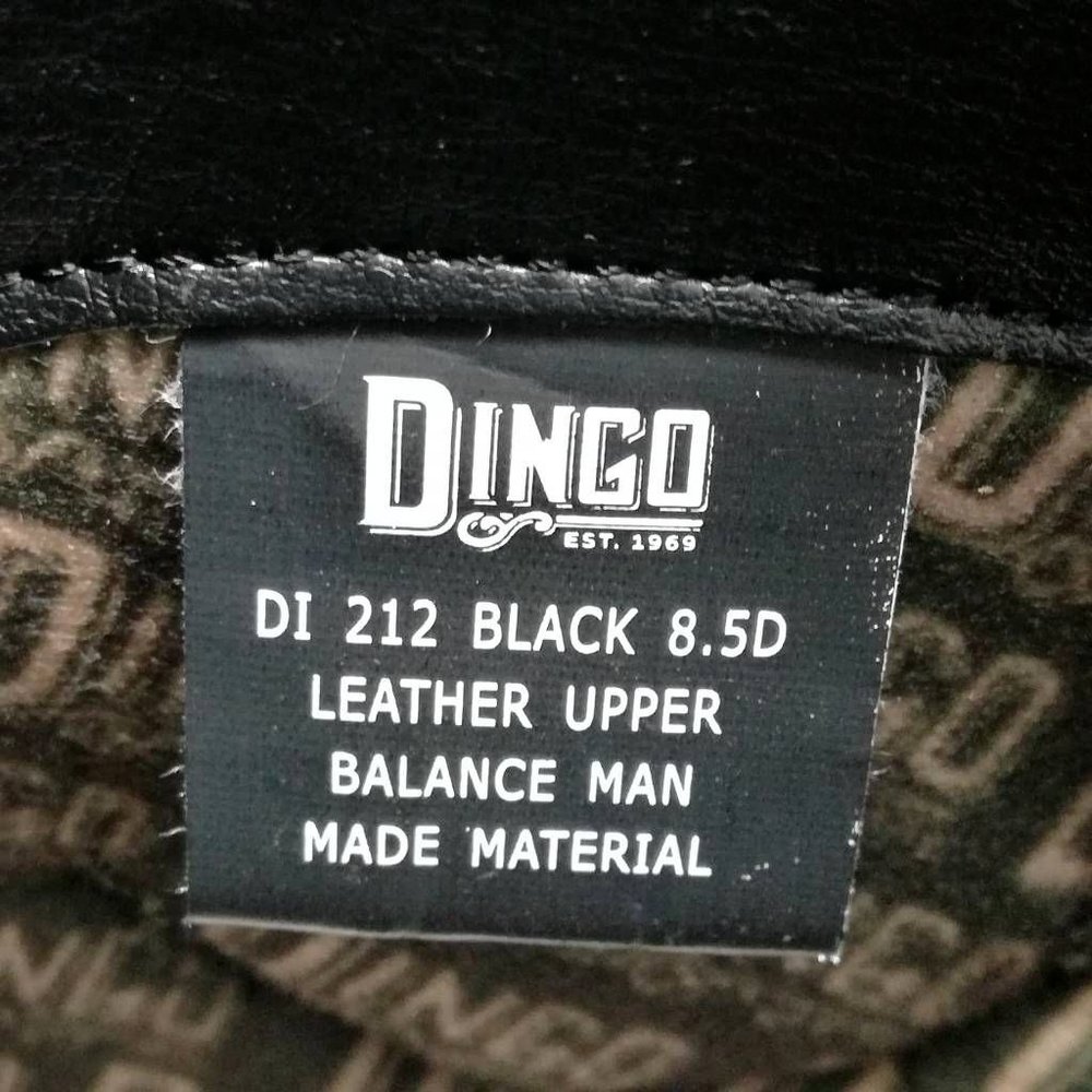Dingo Men Lefty Western Cowboy Boots Black Leather Block Heel Pull On 8.5 - Picture 11 of 11